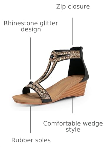 Image of FRALOSHA Wedge Sandals for Women Open Toe Casual Summer Roman High Heel Breathable Beach Sandals