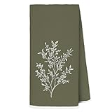 AJIPUX Vintage Olive Green Botanical Kitchen Towels 16x24 Inches, Olive Green Kitchen Decor, French Country Hand Towel Decorative for Dish Tea Towel Drying Cloth