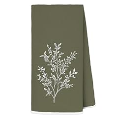 Olive Green Botanical Towels