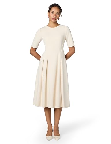 Image of Maggy London Womens Short Sleeve Double Pleat Midi DressDress