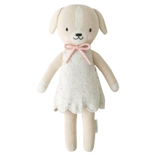 Image of cuddle + kind Mia The Dog Little 13" Hand-Knit Doll – 1 Doll = 10 Meals, Fair Trade, Heirloom Quality, Handcrafted in Peru, 100% Cotton Yarn