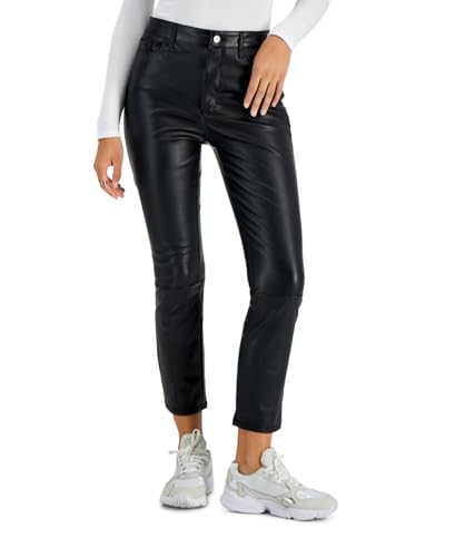 Tinseltown Womens Faux Leather Straight Leg Casual Trouser Pants