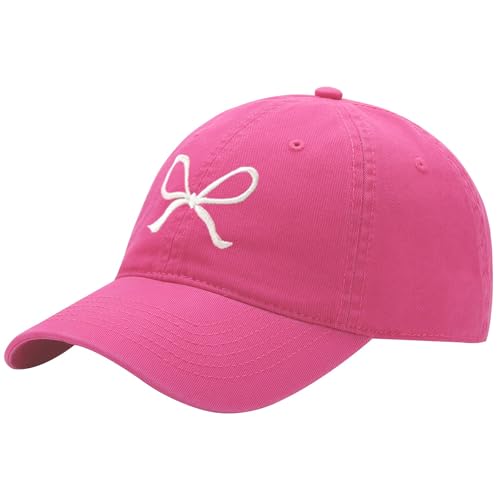 Image of Trendy Bow-Tie Baseball Cap for Women | Trucker Hats Y2k Adjustable Fashion Sun Hat with Visor for Hiking & Travel