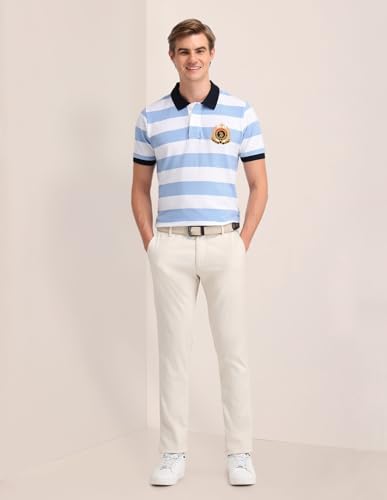 Image of U.S. Polo ASSN. Striped Slim Fit Polo T Shirts for Men - 100% Cotton, Half Sleeves Mens Tshirt