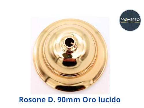 Deckenrosette aus Metall, glänzend, Durchmesser 90 mm, für Deckenleuchter und Pendelleuchten