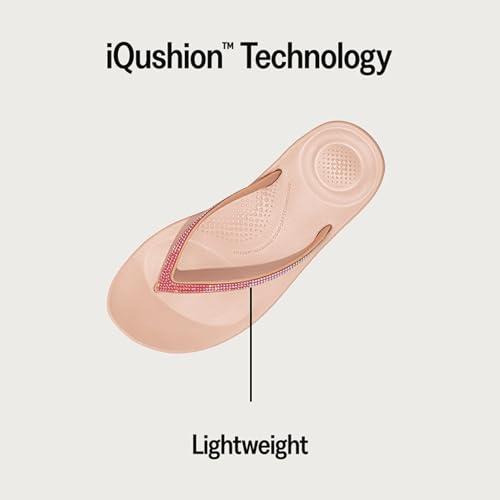 Image of FitFlop Womens iQushion Sparkle Ergonomic Flip Flops for Walking, Lightweight Waterproof Cushioned Thong Sandals for Women with Non Slip Bottom and Arch Support | Lightweight Waterproof Walking Sandals w /Cushioned Comfort & Arch Support