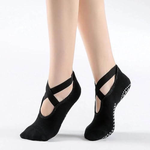 2-Pack Non-Slip Grip Yoga Socks for Women-Pilates,Jump Rope&Dance with Breathable ...