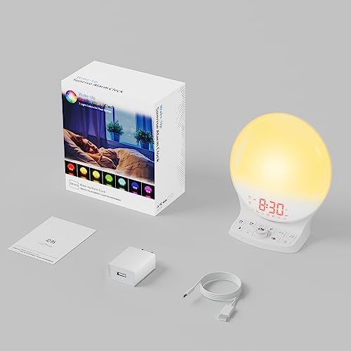 Sunrise Alarm Clock Sound Machine, Natural Wake Up Light With Sunrise Simulation, Snooze, Dual Alarms, 8 Color Night Light, Dimmer, Bedroom Alarm Clock For Heavy Sleepers, Kids, Adults, Teens #TOP7