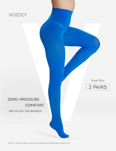 2 Pairs Women's 80D Opaque Tights, Soft Run-Resistant High Waisted Pantyhose, Solid Color Tights With 28 Colors2