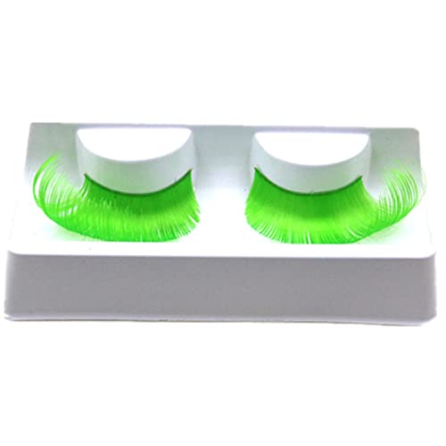 JIAHAO Nuevos estilos de señoras atractivas hechos a mano reutilizables largas y gruesas plumas de fiesta de lujo pestañas postizas maquillaje pestañas de ojos (verde)