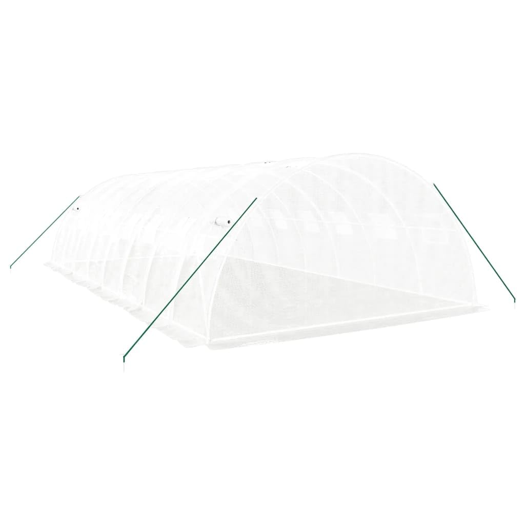 Invernadero con marco de acero blanco, 32 m², 8 x 4 x 2 m, para cultivo de plantas, verduras, hierbas, flores, tomates, pepinos, con ventilación, resistente a la intemperie, transitable