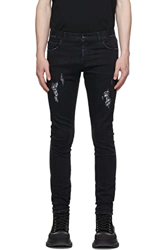 Marcelo Burlon Mens Slim Distressed Cross Jeans 31 x 32 Black