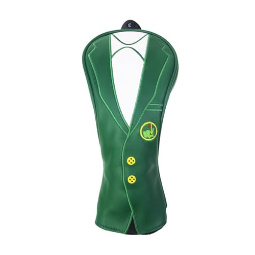 Golf Head Cover for Hybrid/Fairway Wood PU Leather Club Protector with Rotating Number Tag Waterproof Green Jacket Design Soft Plush Lining Golf Gift Machine Washable (3 Wood Head Cover)
