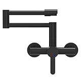 ESOP Küchenarmatur Wandmontage 360° Drehbar Wasserhahn Küche Wandmontage Faltbar Einhebelmischer Wand Küchenarmatur Spültischarmatur Messing Küchen Wasserhahn Wandarmatur Schwarz Wandspülmischer