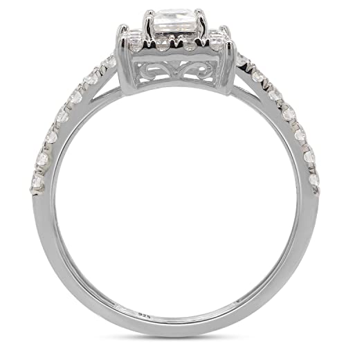 SAVEARTH DIAMONDS 3/4 Carat Princess And Round Cut Lab Created Moissanite Diamond Square Halo Engagement Ring In 14k Gold Over Sterling Silver (VVS1 Clarity, 0.75 Cttw)4