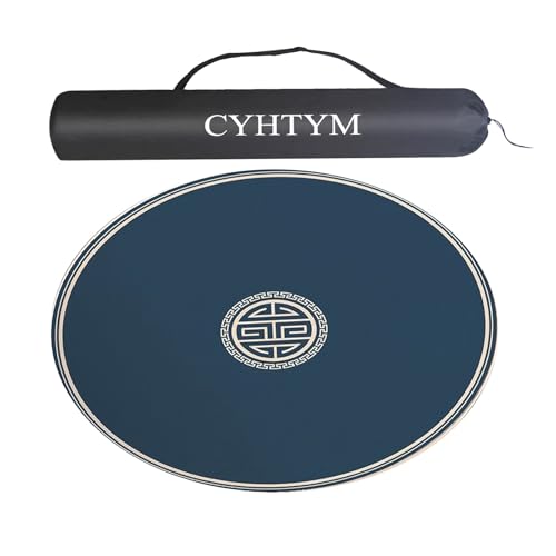 Tapis de Mahjong antidérapant rond 80cm, tapis de table de poker bleu