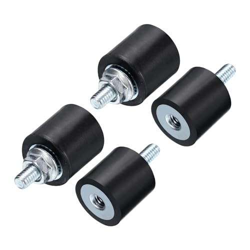 QUARKZMAN 4pz M4x10mm Supporti Isolanti Gomma con Viti 15x15mm Maschio Femmina Ammortizzatore Vibrazioni Zincato Montaggio Filettatura Cilindrica Antivibrazione con 4pz M4 Dadi Bloccanti