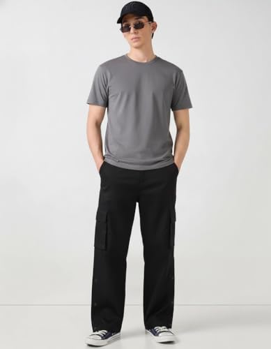Image of Men's Cotton Cargo Pants | Stylish Elastic Drawstring Waist | Multi Pocket Tactical Pants | Casual Streetwear Utility Comfortable Regular Fit Outdoor Cargos