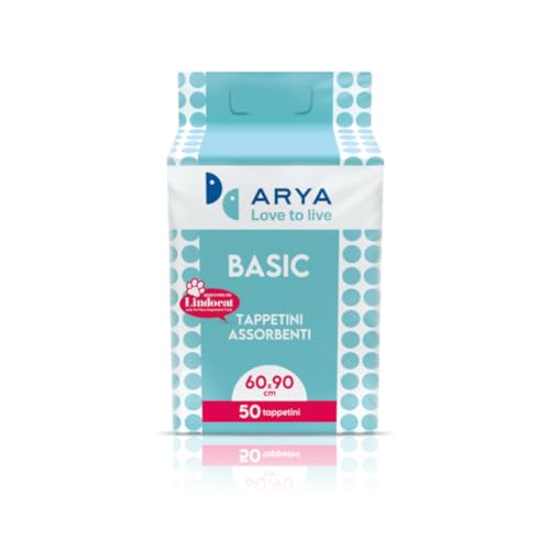 Tappetini assorbenti per cani Arya Basic, 60x90 cm, confezione da 50 pezzi