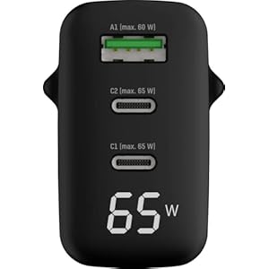ANSMANN Cargador USB de 3 Puertos con hasta 65 W/Power Delivery y Cargador de Carga rápida 3.0 con Control de Carga Inteligente/Ideal para Smartphone, Tableta, Ventilador de Mesa, Dispositivos LED,