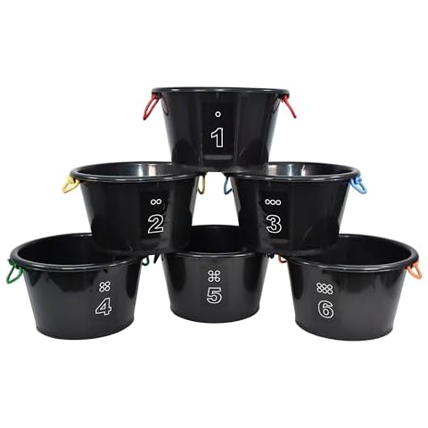 Sportime Drum-N-Store Buckets, 18 x 12 Inches, Black, Set of 6 Cover