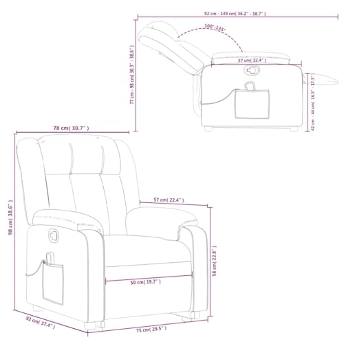 vidaXL Massagesessel, Verstellbar Sessel mit Aufstehhilfe, Fernsehsessel Relaxsessel mit Liegefunktion, Liegesessel Aufstehsessel Polstersessel, Weinrot Stoff – Bild 4