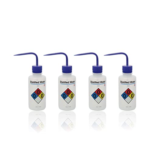 ULAB Botellas de lavado de seguridad, 4 piezas de botellas de lavado de boca ancha de agua destilada, material de LDPE, Vol.500ml, UWB1024