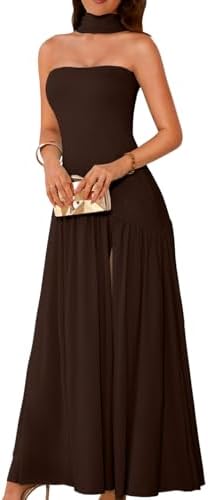 ChiaoLezhee Women's Maxi Tube Dress with Scarf, Drop Waist High S...