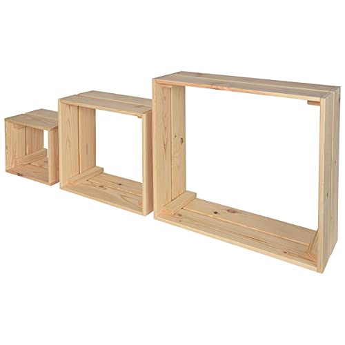DURAline Étagère à Palette Triple Cube en pin Naturel 39 cm, 29 cm, 19 cm x 14,5 cm
