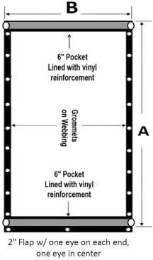 XTARPS Tarp Diagram with Dimensions and Features