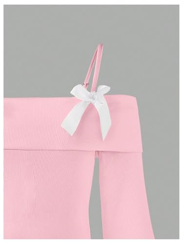 WDIRARA Girl's Cold Shoulder Bow Top Long Bell Sleeve Tee Shirt Cute T-Shirt4