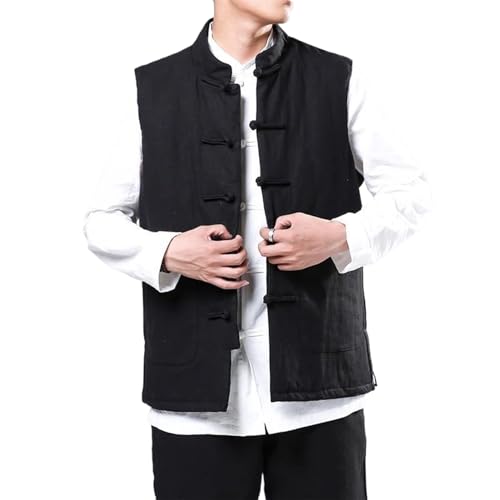 Chaleco de lino vintage hombre abrigo acolchado invierno ropa tradicional china Hanfu