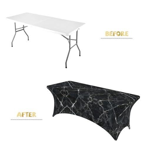 Nappe de table extensible marbre noir pour décoration de mariage - 5
