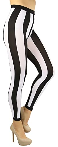 Image of ToBeInStyle Women's Wide Vertical Stripe Footed Footless Opaque Tights Leggings