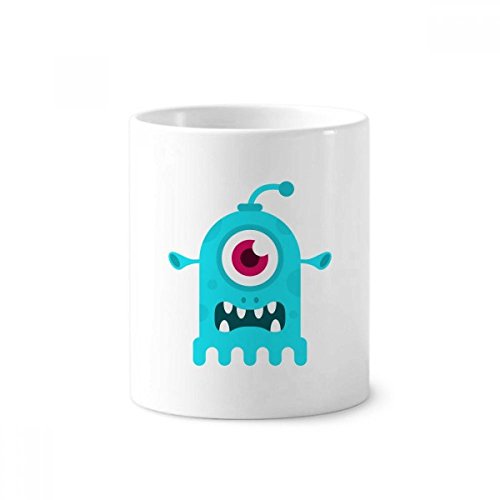 Brosse à dents porte-stylo céramique blanche univers alien bleu cyclope