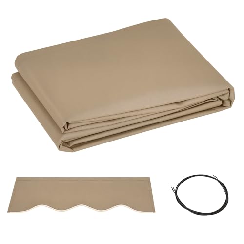 Outsunny Techo de Repuesto para Toldo, 382x240 cm, Lona para Toldo con Dobladillo, Protección UV, Impermeable, de Tela Poliéster 280 g/m², Tela de Repuesto para Patio, Terraza, Jardín, Balcón, Beige