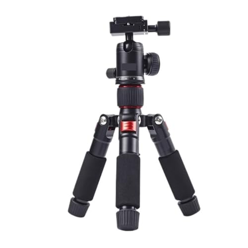 Trípode portátil de viaje con cabezal de bola 360 grados color rojo para cámaras compactas