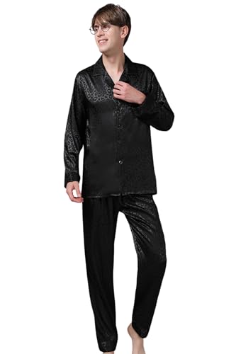 Men's Silk Satin Pajamas Set Lounge Pants Sleepwear Homewear US M L XL 2XL 3XL