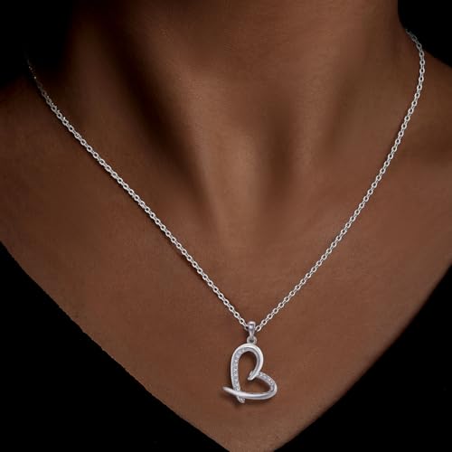 CeaKIev S925 Sterling Silver Heart Necklace for Women, Dainty Love Pendant with CZ, Jewelry Gift for Birthday, Anniversary, Valentine’s Day, Mother’s Day2