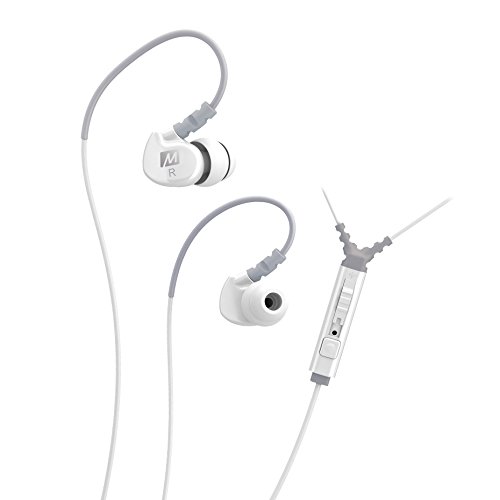 MEE audio Sport-Fi M6P Noise Isolating In-Ear Headphone with Microphone, Remote, and Universal Volume Control (White)