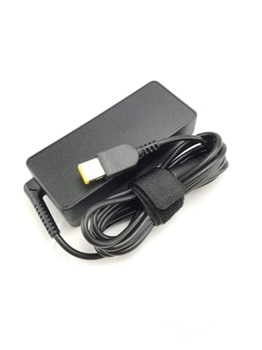 Image of Len-OVO 65W Orignal USB Slim Tip Rectangular pin Laptop Adapter /Charger for Select Models of Lenovo Laptops Black- (with 3 Pin Power Cable)