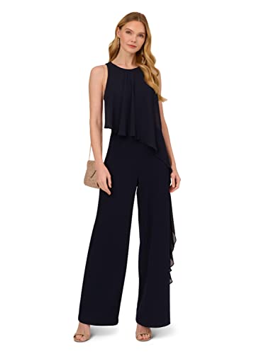 Adrianna Papell Chiffon and Crepe Midnight Jumpsuit #TOP20