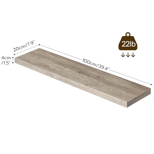 Image of HOOBRO Floating Shelves for Wall, Wall Mounted Shelf Set of 2, 39.4 inch Hanging Shelf with Invisible Brackets, for Wall Decor Storage in Bathroom Bedroom Kitchen Living Room Office, Greige BG100BJP201
