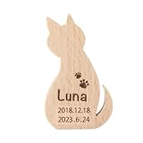 ペット お供え 名入れ お名前プレート 日付つき メモリアル 位牌 命日 猫 ネコ ねこちゃん レーザー刻印 日本製 [FUN fun]
