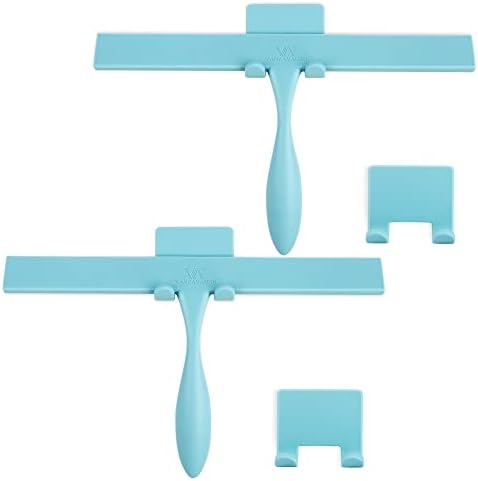 Shower Squeegee for Shower Glass Doors, 11-Inch Bathroom Squeegee Shower Cleaner, Shower Squeegee with Self-Adhesive Hook, Silicone Squeegees Rubber Squeegees for Mirror, Car, Window, Glass