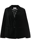  Sheego Samt Blazer Jacke Jacket Gehrock Damen Plusgröße Übergröße Baumwolle, Farbe:schwarz;Damengrößen:50