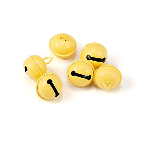 AGCFABS 6Pcs/Pack Multicolored Christmas Bells,Ferric Jingle Bells for DIY Jewelry Making Accessories,DIY Crafts (10×7×1cm) (Light Yellow)