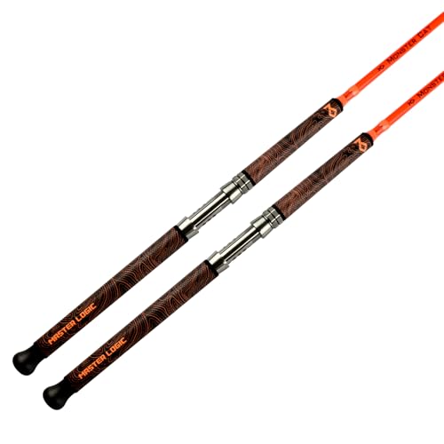 MASTER LOGIC 2 Pack Catfish Fishing Rod, 7’Glow in The Dark 1 Piece Catfish Casting Rods Extra Heavy Catfishing Rods Orange