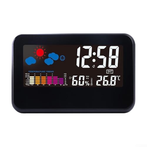 ReachMall Reloj despertador inteligente de escritorio con pantalla a color, activación por voz y capacidades de monitoreo del clima (A)