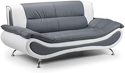 Honeypot - Sofa - Napoli - Faux Leather - 3 Seater - White/Grey